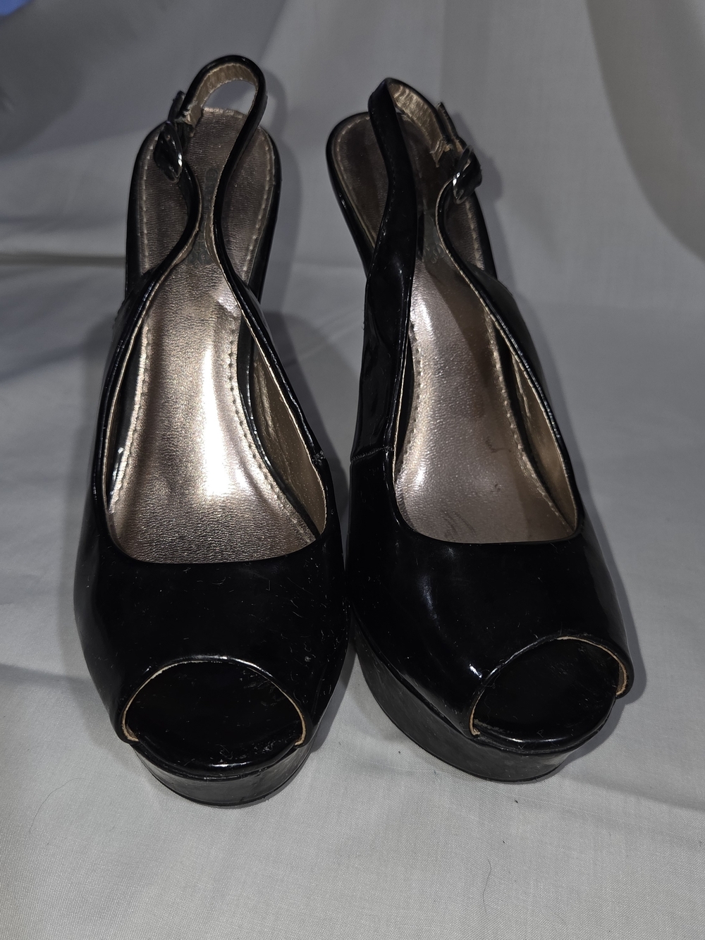 Charlotte Russe Black Patent Platform Slingback Heels - Picture 3 of 4